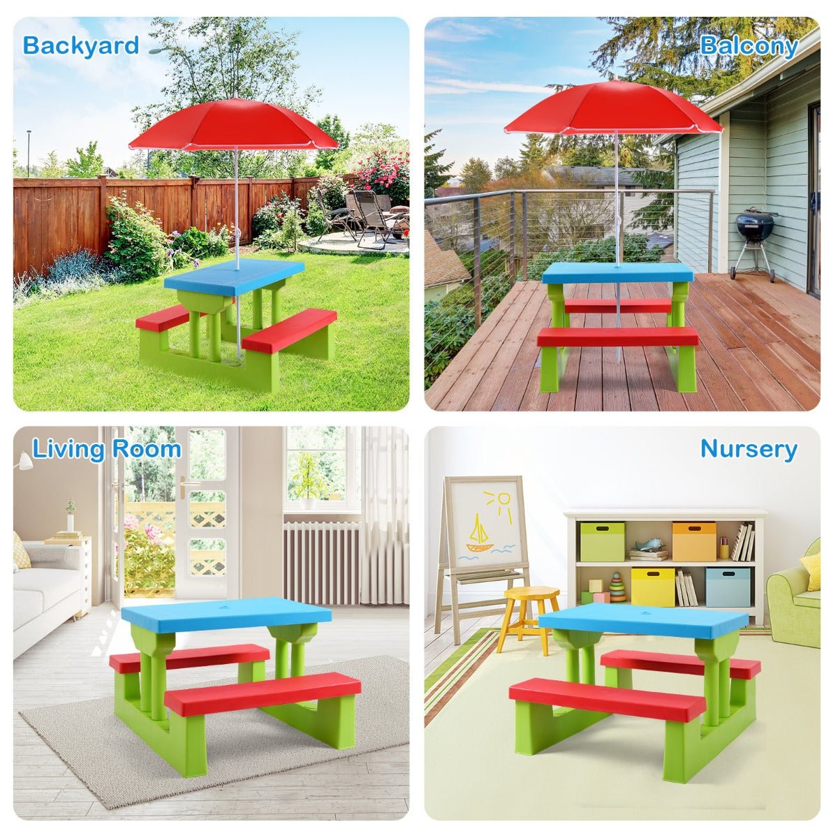 Kids Playful Picnic Escape: Umbrella-Top Tea Time Adventures