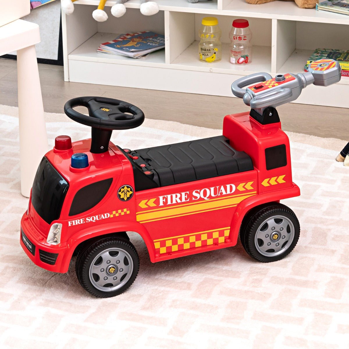 Bubbling Adventures: Kids Fire Engine Truck Ride On with Bubble Function