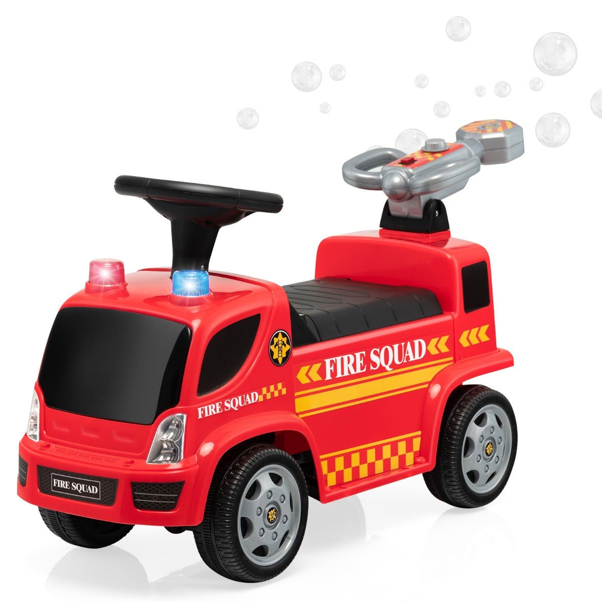 Imaginative Play: Kids Ride On Fire Engine Truck with Bubble Blowing