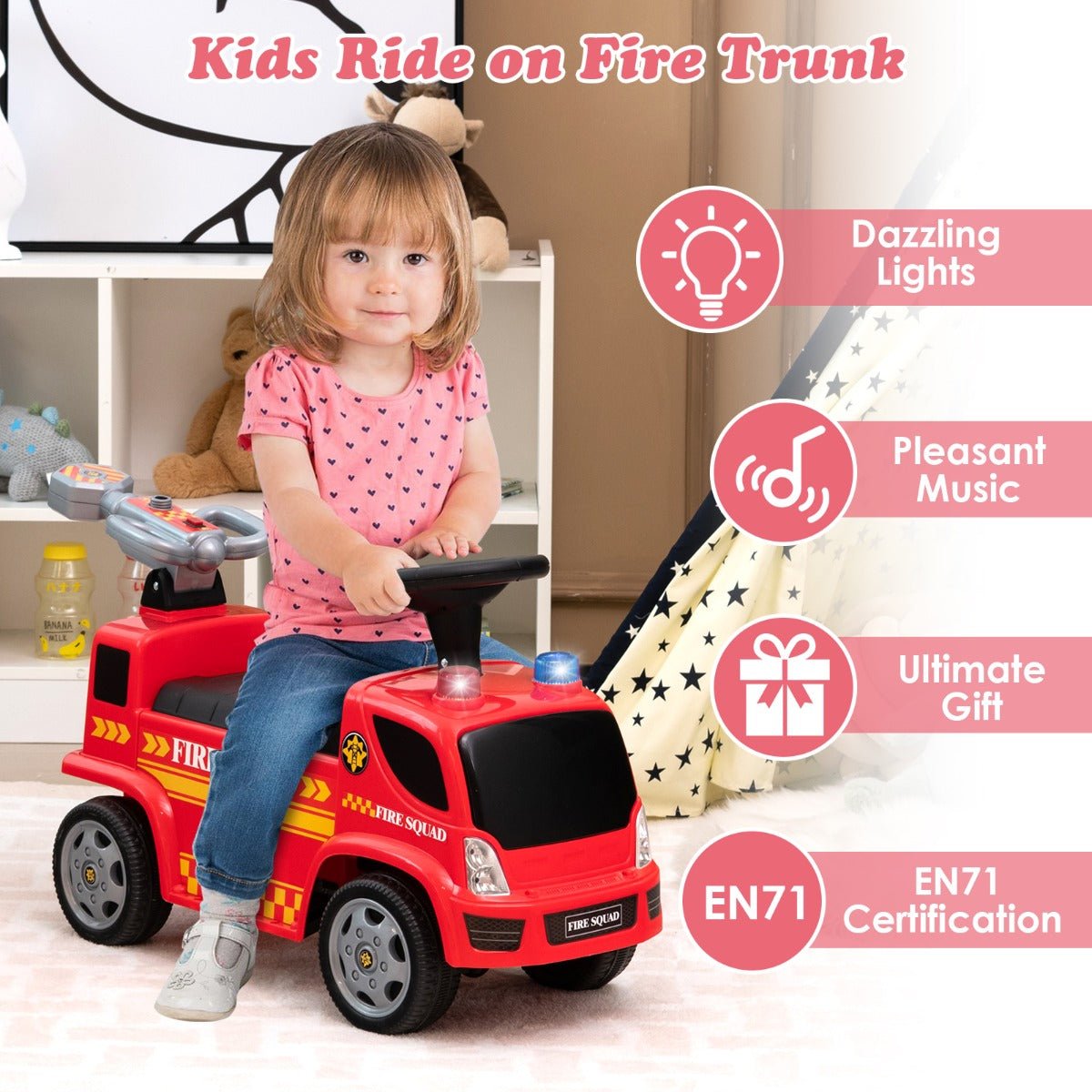 Safe and Fun: Ride On Fire Truck for Kids with Bubble Functionality