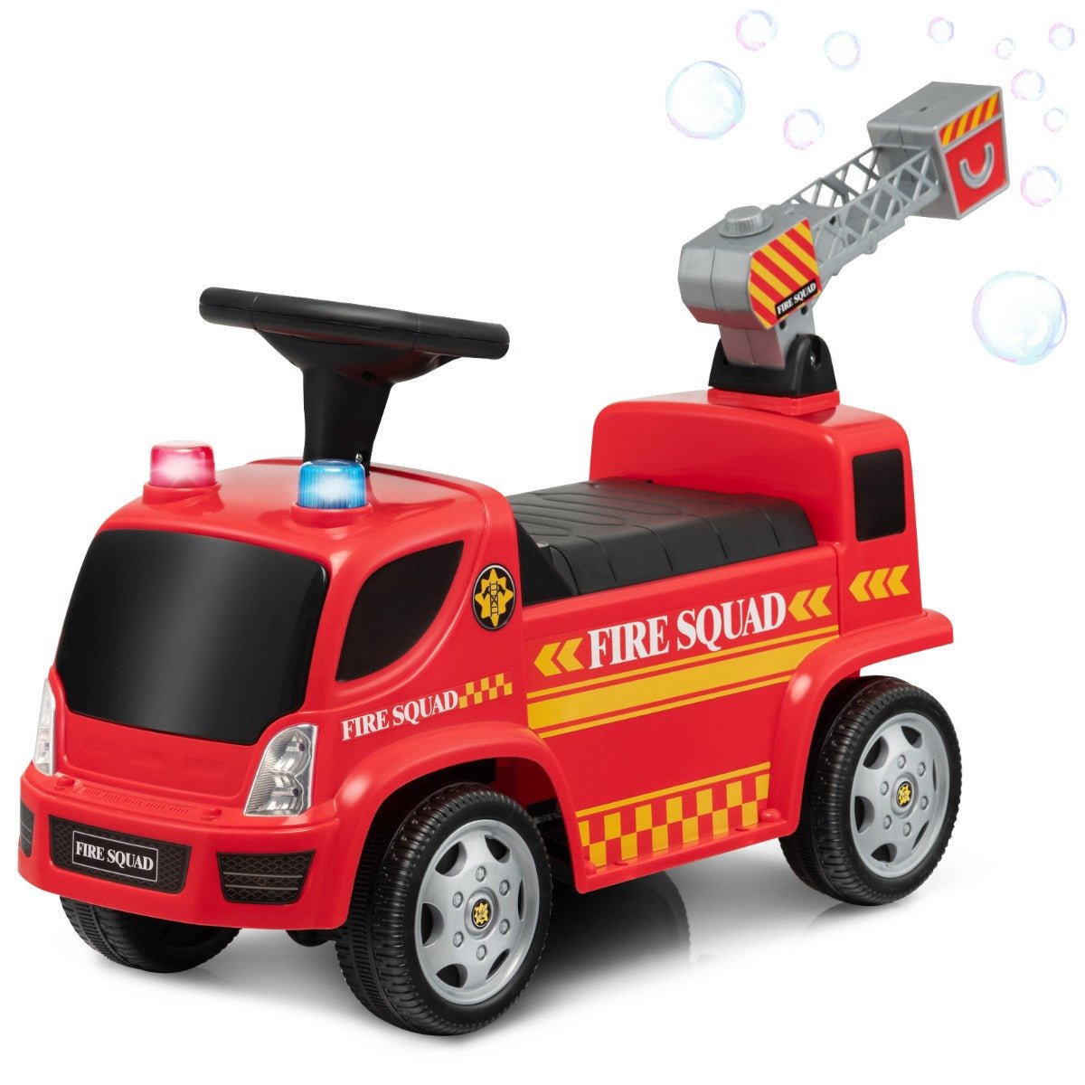 Red Kids Ride-On Truck with Bubble Maker and Headlights