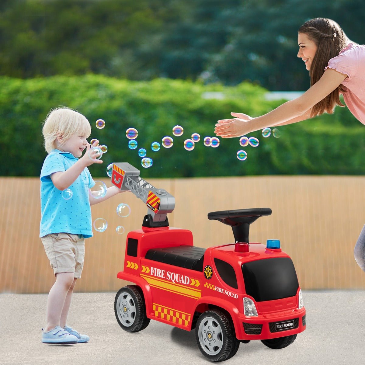 Buy the Red Kids Ride-On Truck with Bubbles and Lights