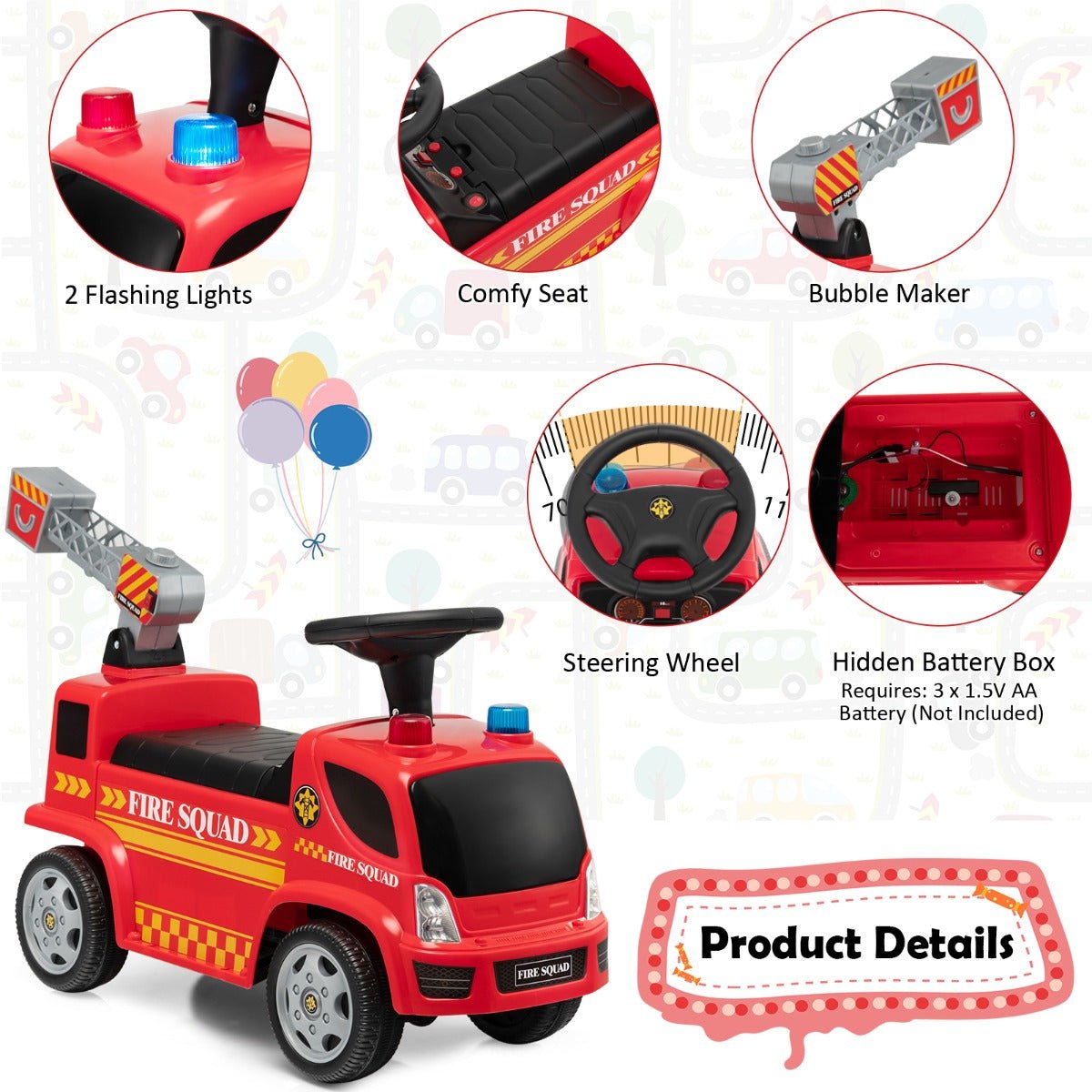 Exciting Red Ride-On Truck with Bubbles and Headlights
