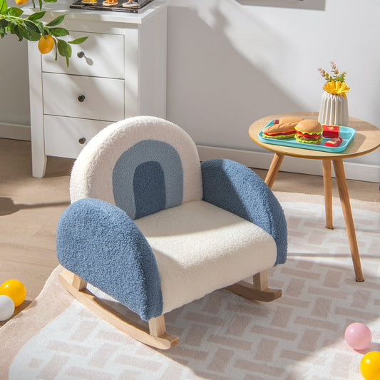 Children's Rocking Chair - Blue, Sturdy Wood Leg, 3-5 Years