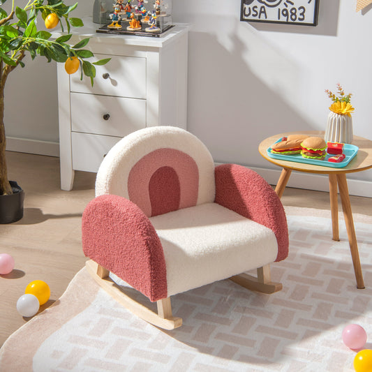 Kids Rocking Chair - Pink, Solid Wood Leg, Ages 3-5 Years