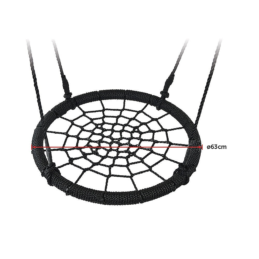 Kids outdoor spider web swing seat, creating a fun and safe play spot at home.