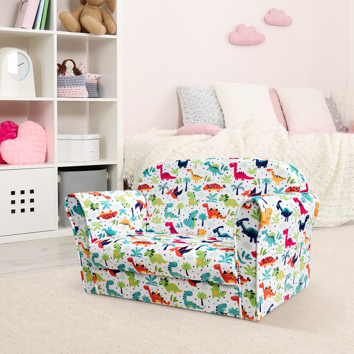 Luxurious Velvet Kids Sofa with Lovely Pattern: Cozy Addition to Baby Room