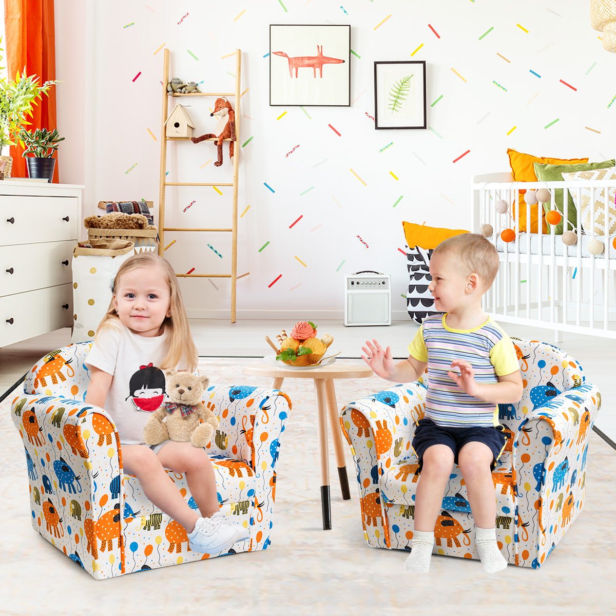 Comfortable Velvet Kids Sofa with Cute Pattern: Enhance Baby's Space
