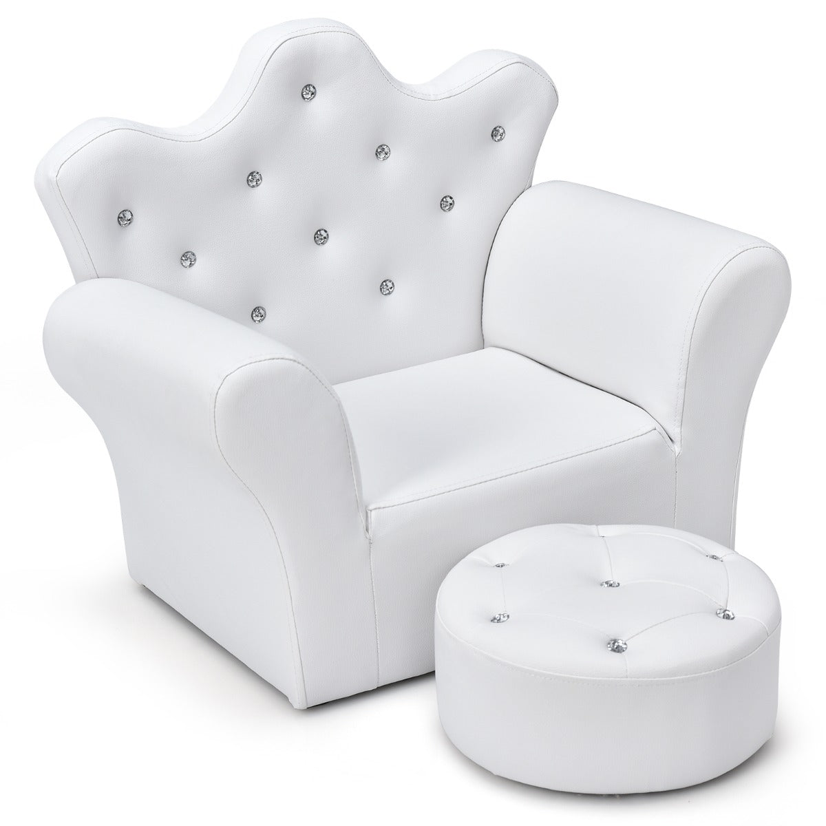 Kids Sofa with Crown-Shaped Backrest & Ottoman: Regal Seating for Toddlers