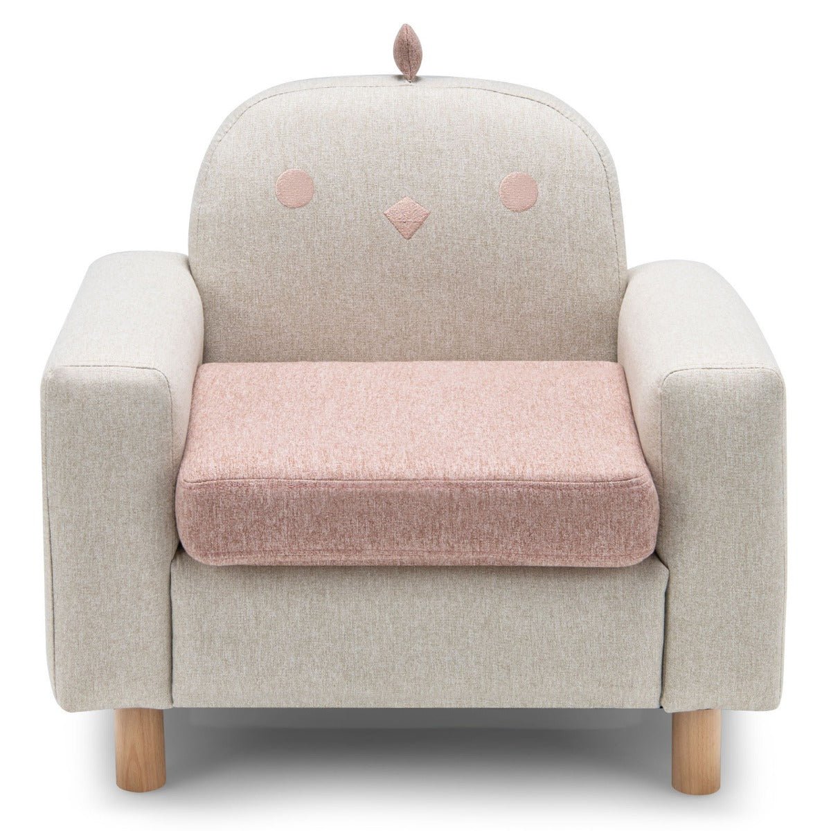 Cozy Kids Sofa Wooden Armrest Chair with Thick Cushion and Beech Legs