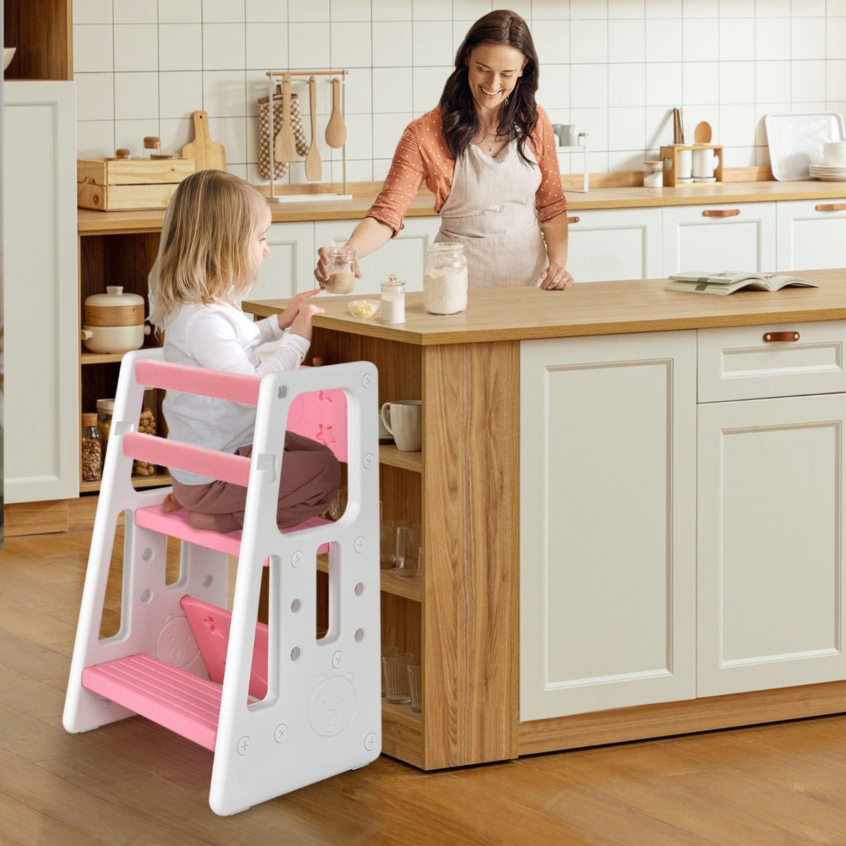 Kids Learning Stool - Double Safety Rails - Promote Self-Reliance