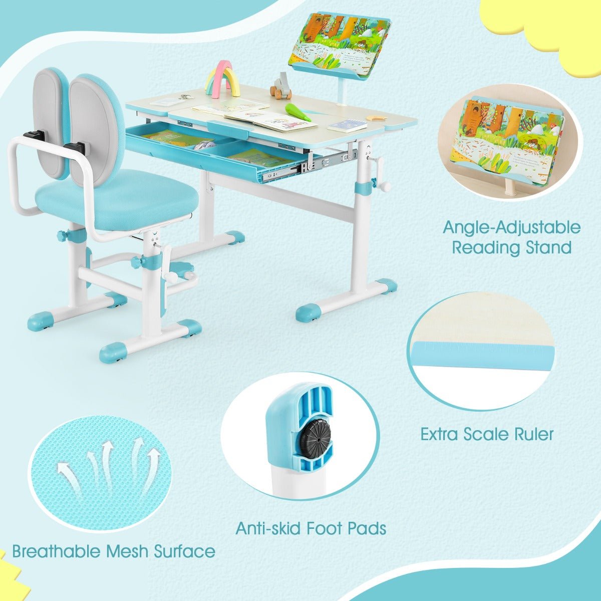 Blue Kid's Study Desk & Chair Set - The Ultimate Learning Solution