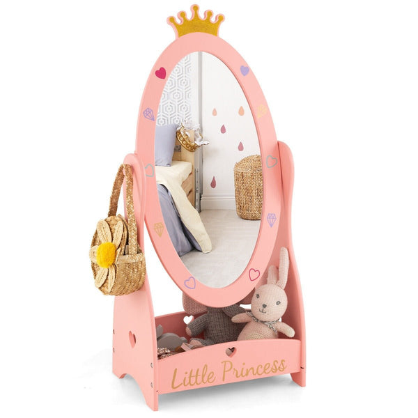 Little Princess Kids Freestanding Dressing Mirror in Pink