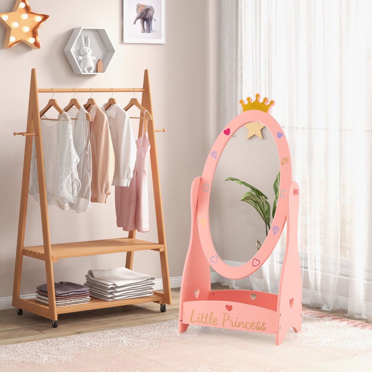 Cute Pink Mirror for Kids Dressing and Play