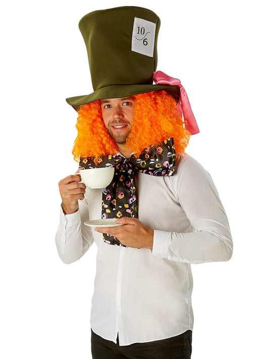 Disney Mad Hatter costume set with hat, wig and bow tie for adult tea parties.