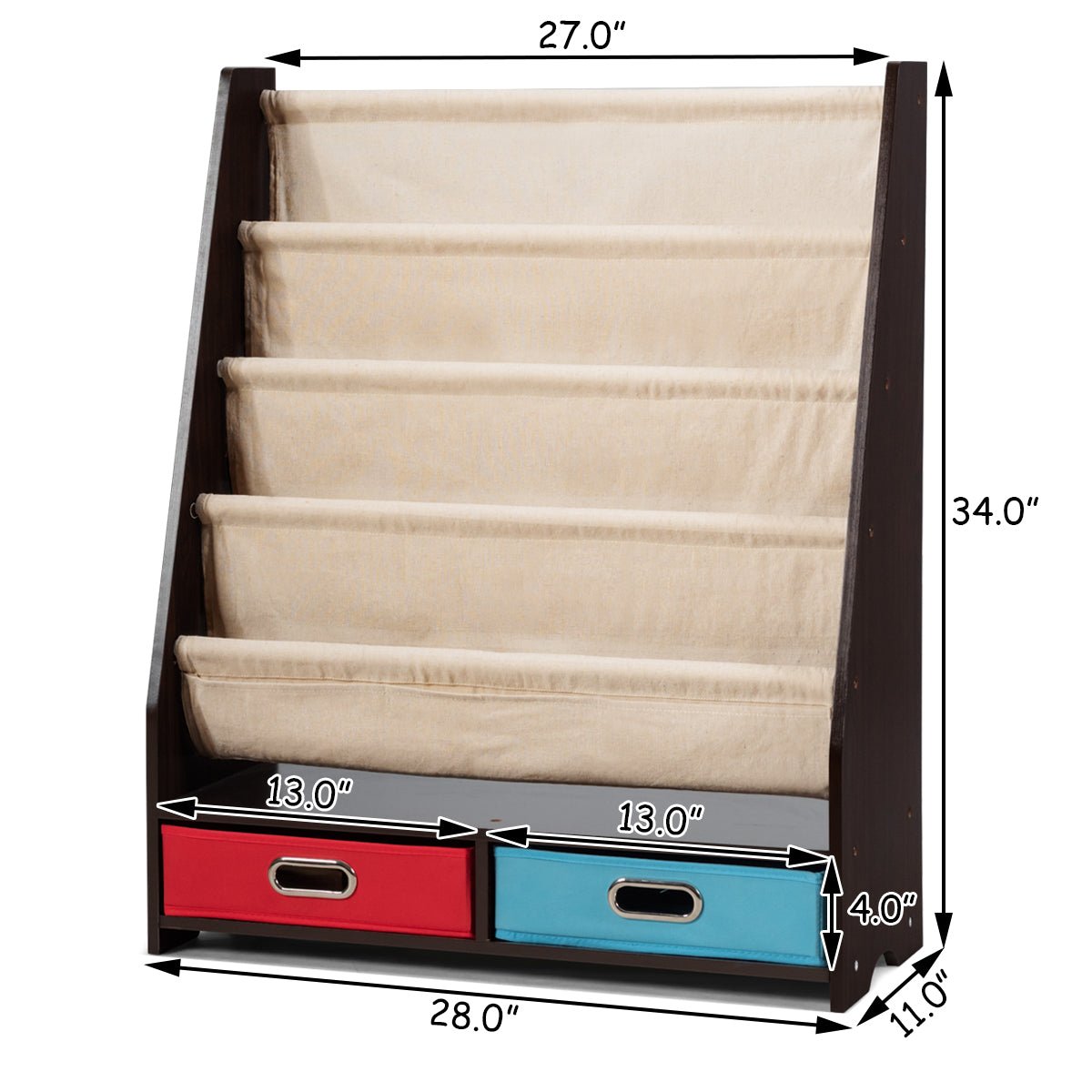 Book Storage Unit with 2 Boxes - Coffee Wood, Effortless Bookkeeping