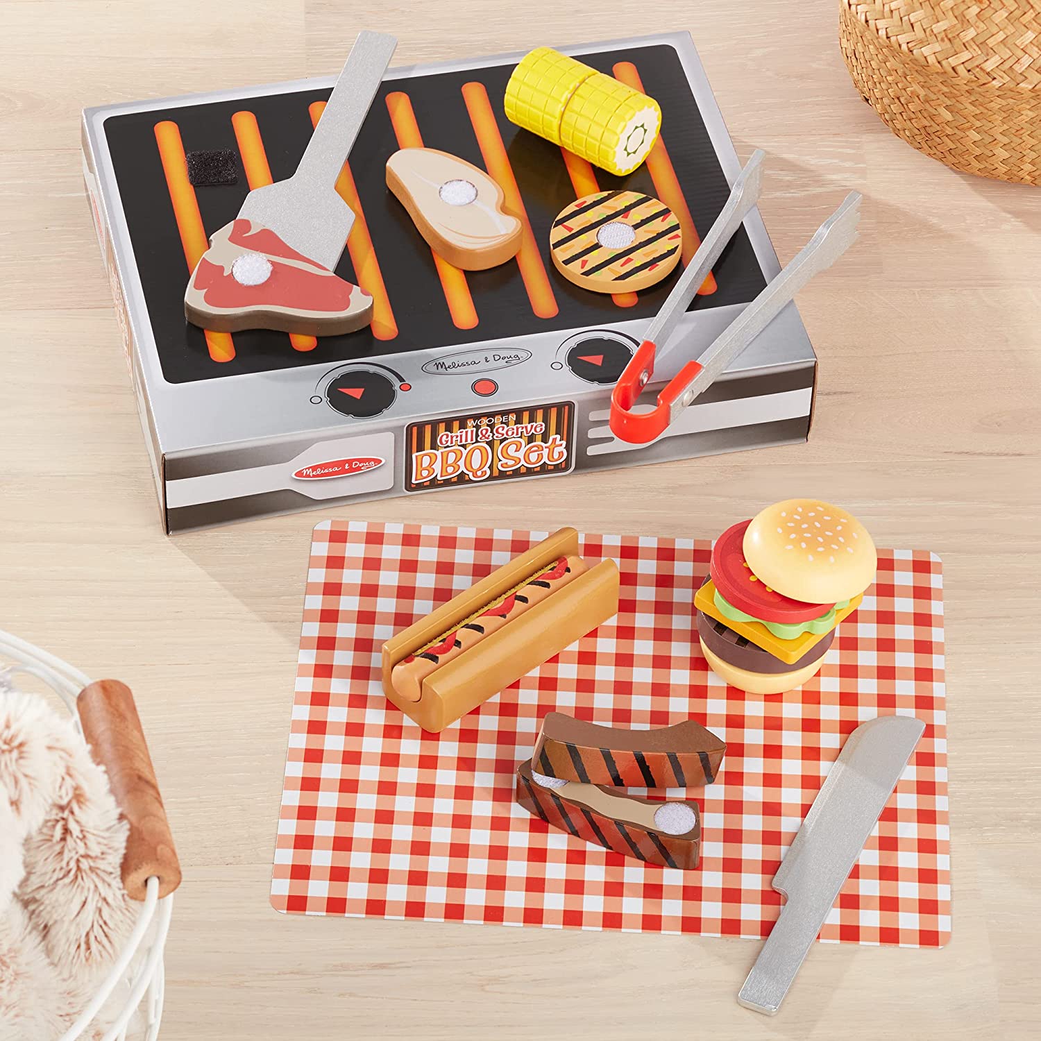 Wooden Grill & Serve BBQ Set: Perfect for Pretend Play
