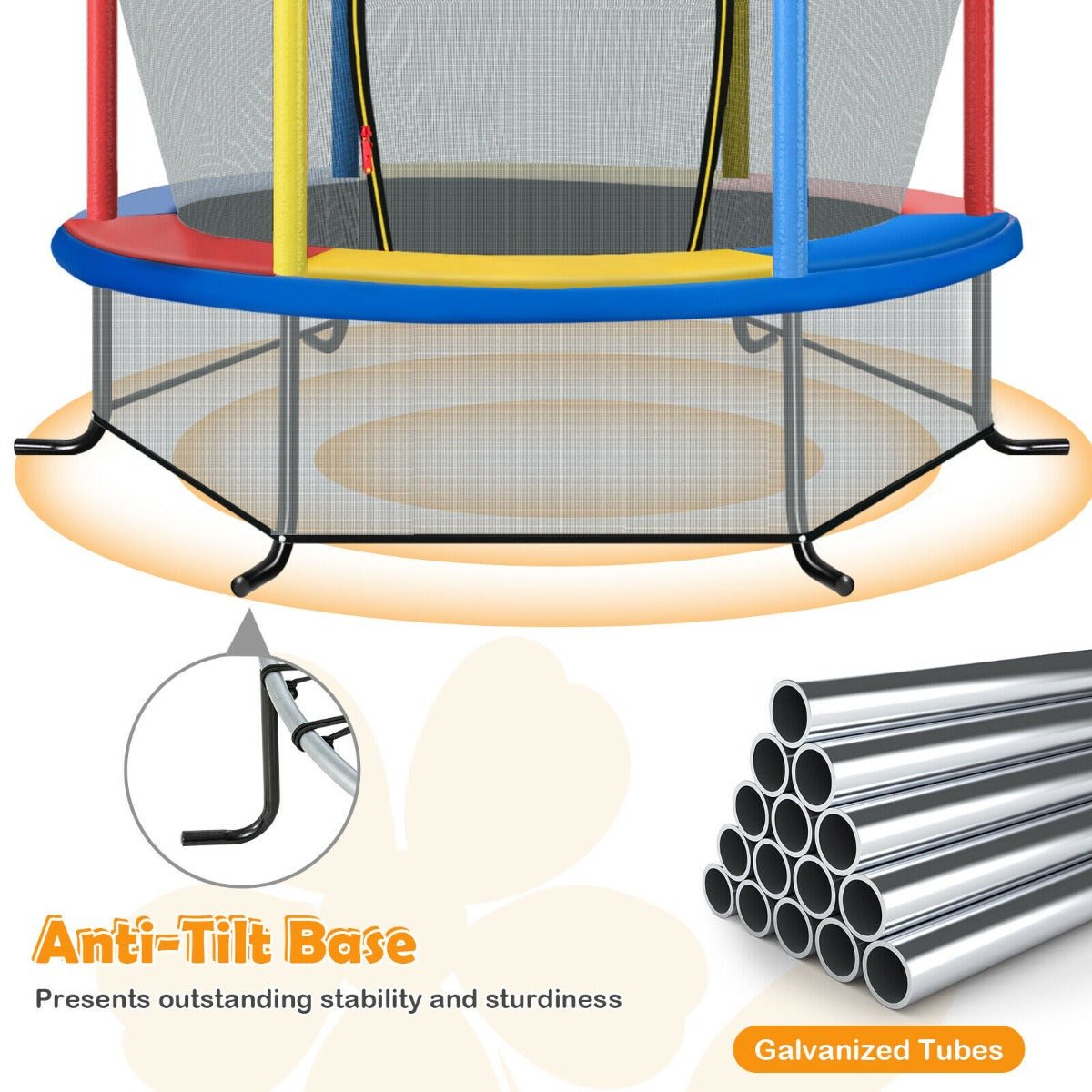 Boundless Joy: Multi Colour Mini Trampoline with Enclosure Net Play Boundless Joy: Multi Colour Mini Trampoline with Enclosure Net Play