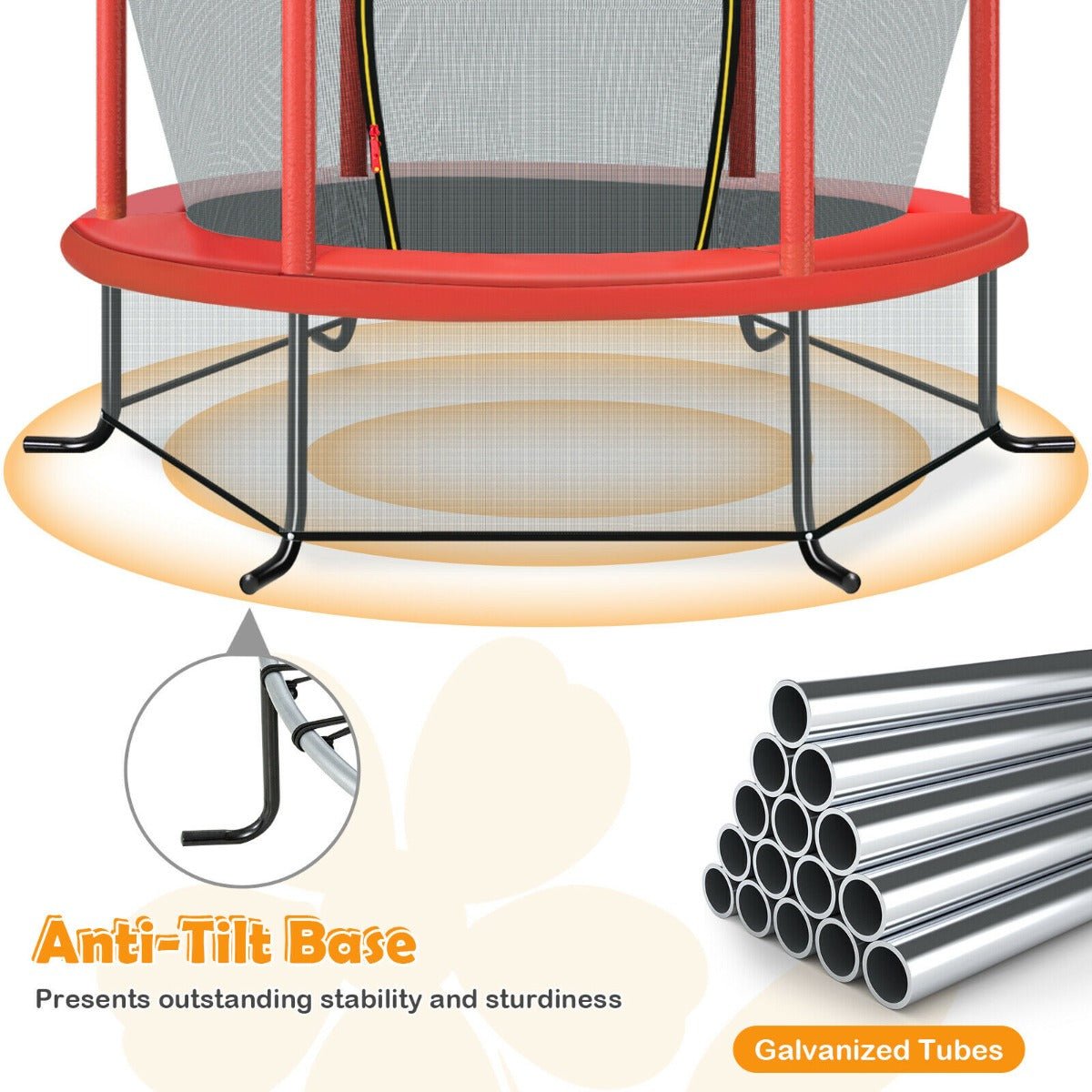 Boundless Joy: Red Mini Trampoline with Enclosure Net for Kids Boundless Joy: Red Mini Trampoline with Enclosure Net for Kids