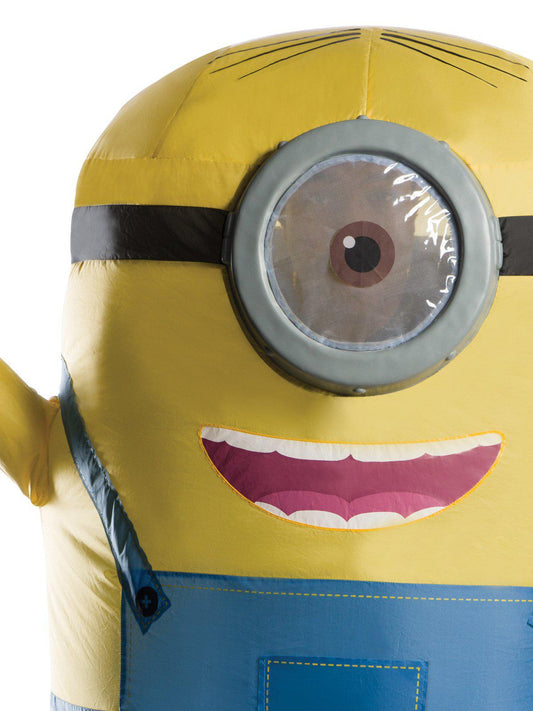 Inflatable Minions adult costume for kids, licensed jumpsuit for fun dress-up play at home.