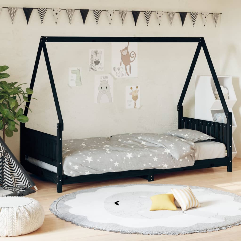 Modern Black House Bed Frame with a Cozy Twist for Kids - Kids Mega Mart