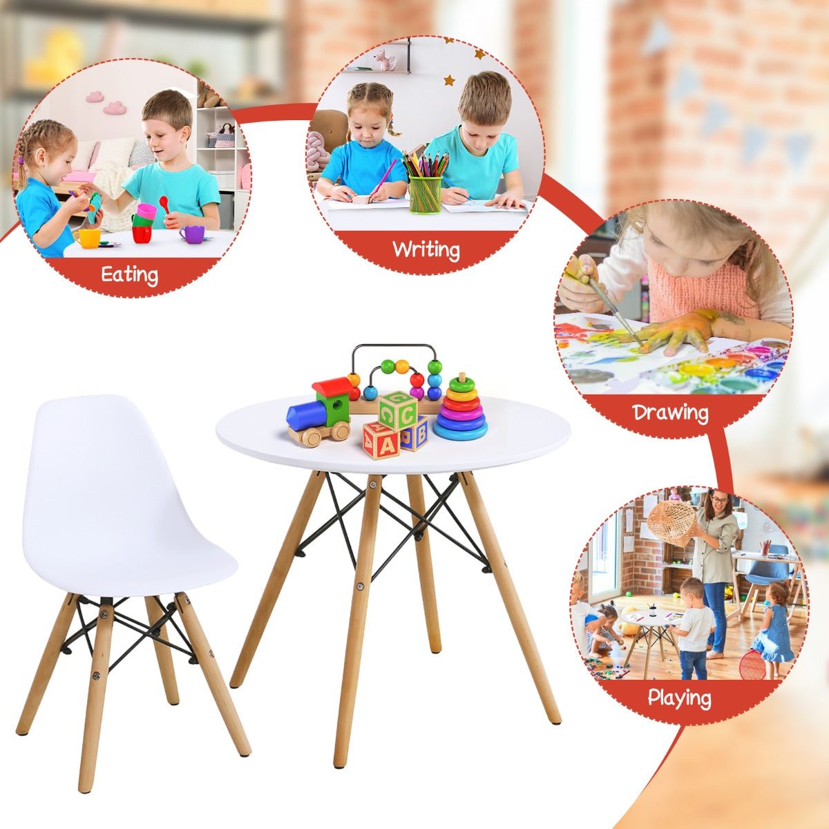 Contemporary 3-Piece Kids Table and Chairs Set - Encourage Creativity