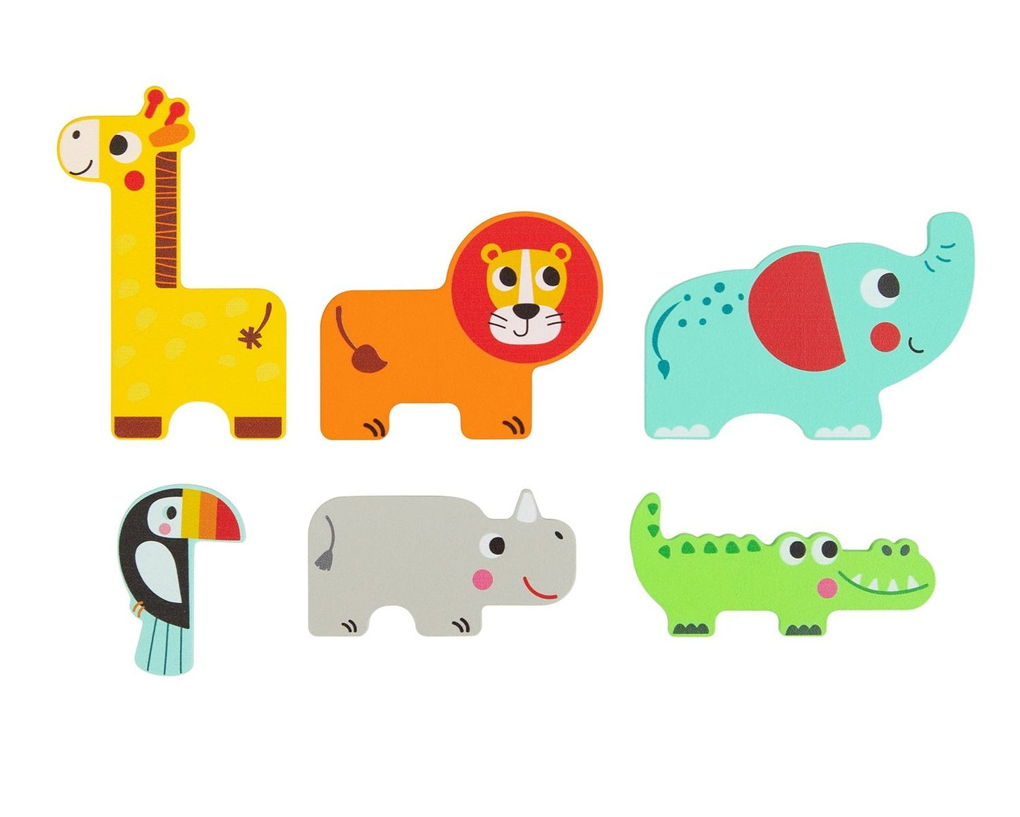 Colorful multi-layered jungle animal puzzle for educational play at home for children. Colorful multi-layered jungle animal puzzle for educational play at home for children.