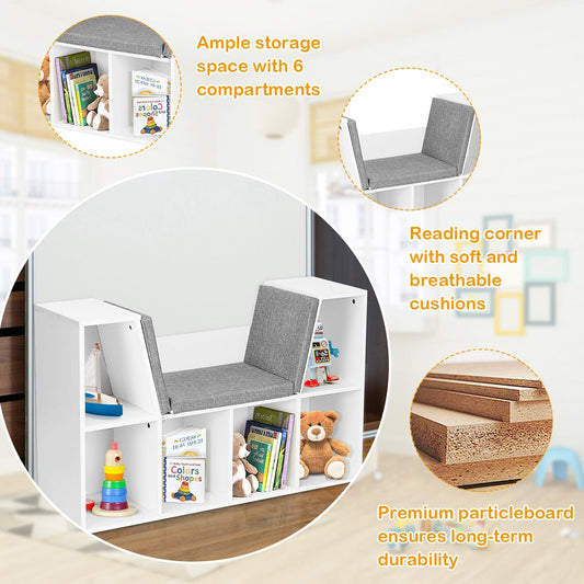 Wooden Kids Toy Storage - Organizer with 5 Cubbies & Drawers, Clutter-Free