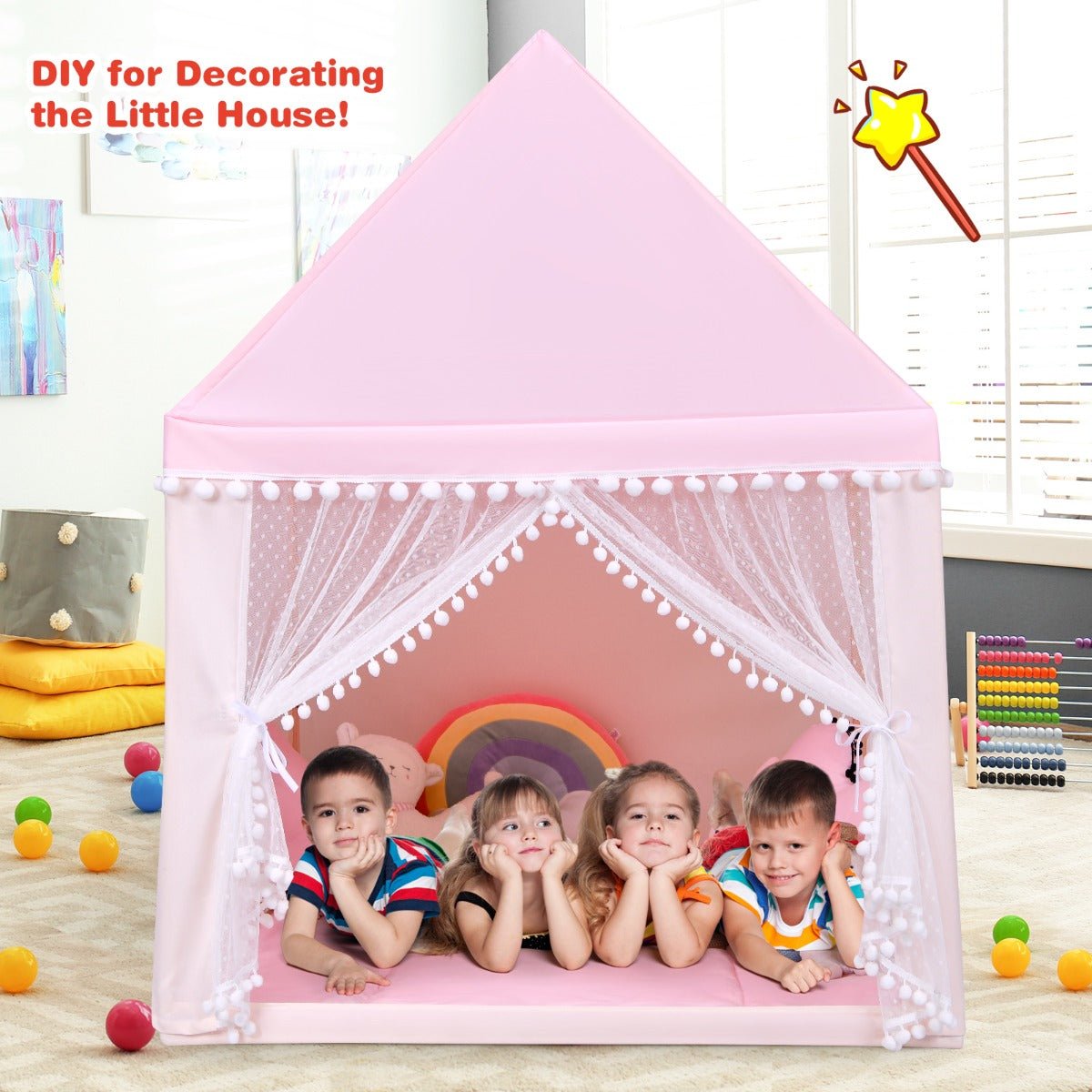 Explore and Play: Multipurpose Kids Castle Playhouse in Pink