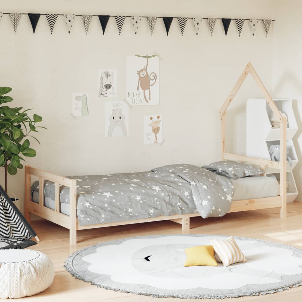 Natural Pine Wood House Bed Frame - Kids Mega Mart