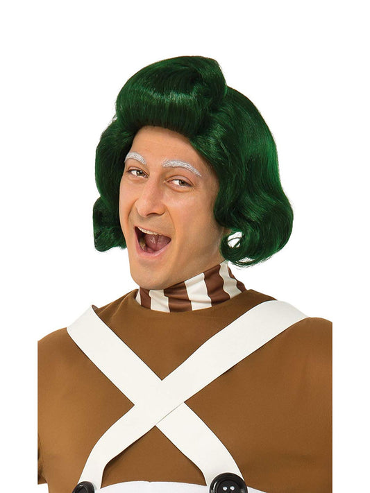 Vibrant green Oompa Loompa wig for adults, inspired by Willy Wonka, perfect for costumes.