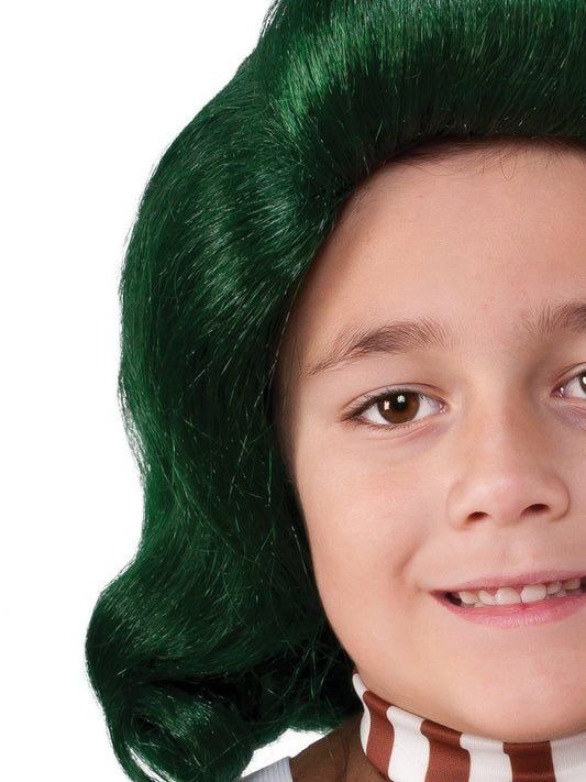 Willy Wonka Green Oompa Loompa Child Wig, licensed and perfect for kids costume play.