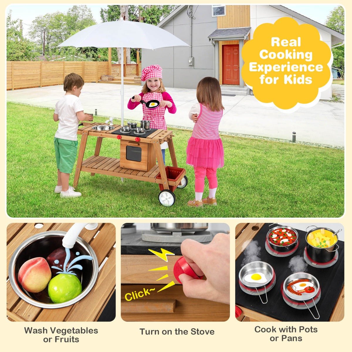 Creative Play Awaits with Outdoor Cooking Set Pretend Trolley