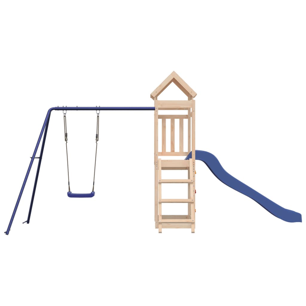 Pine Wood Play Tower - Swing, Slide, and Rock Wall