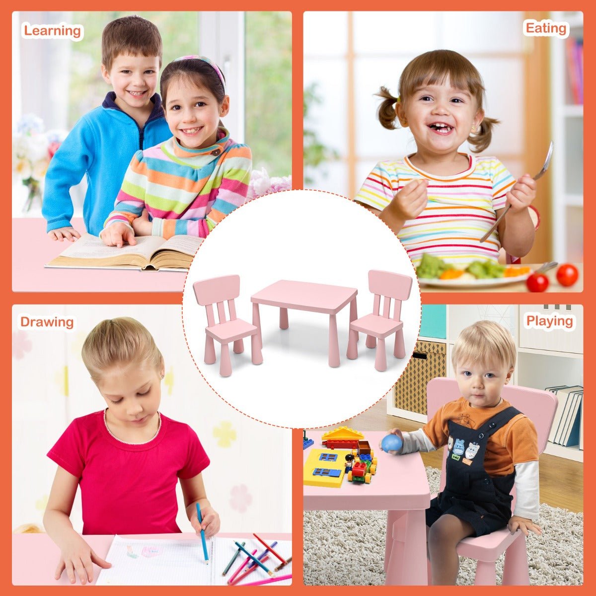 13-Piece Pink Kids Table Set - Curate Your Reading Spot 13-Piece Pink Kids Table Set - Curate Your Reading Spot