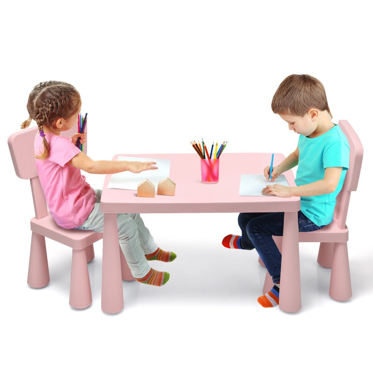 3-Piece Kids Pink Table Set for Reading - Spark Imagination