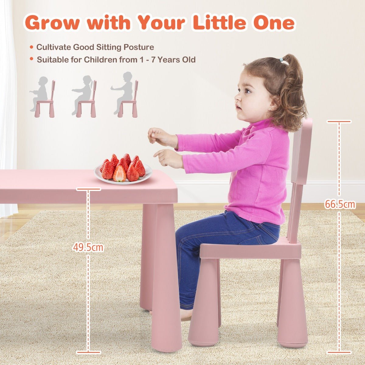 Children's Pink Table and Chairs Set - Dive into Reading Joy