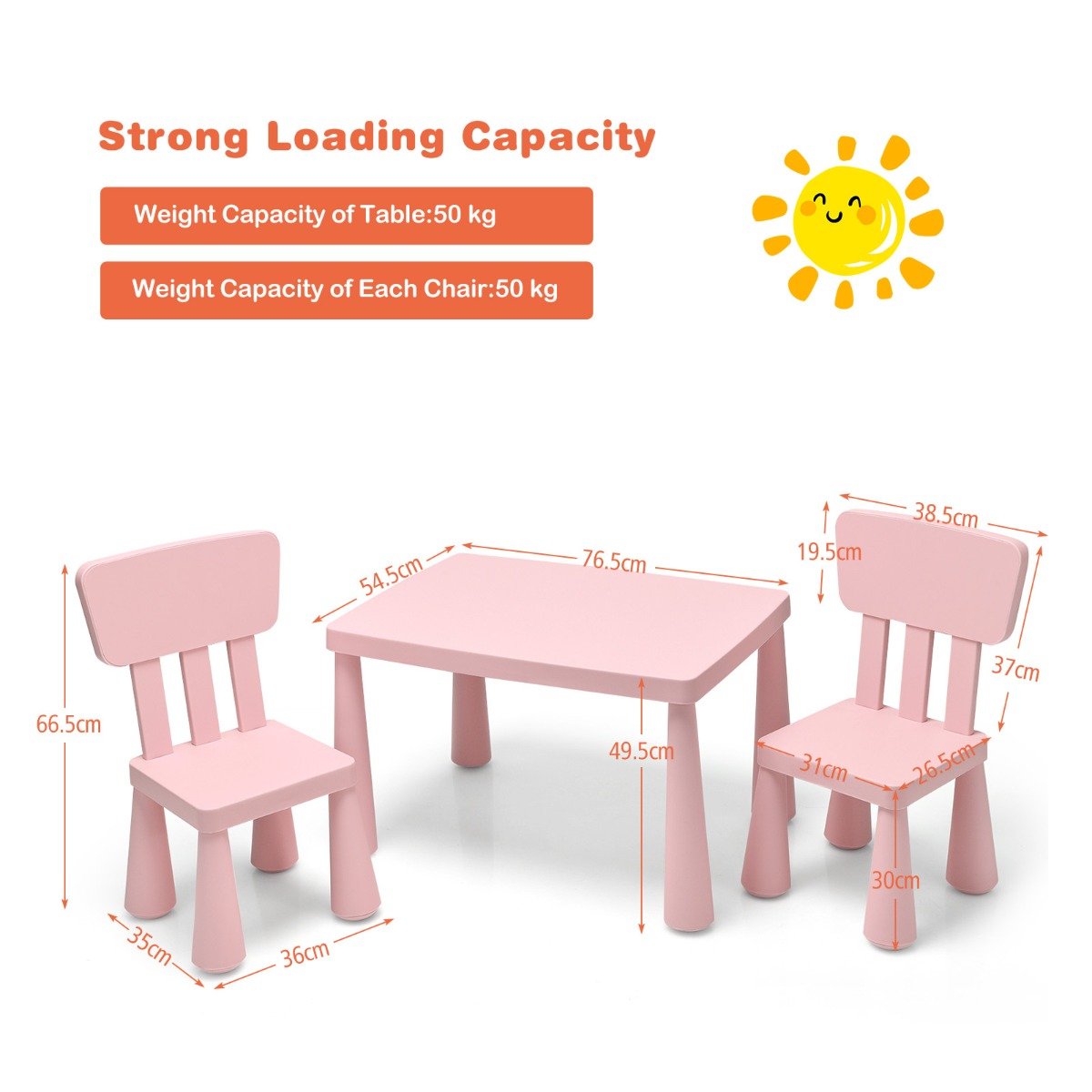 Kids Reading Nook Furniture - Pink Table Set with Chairs