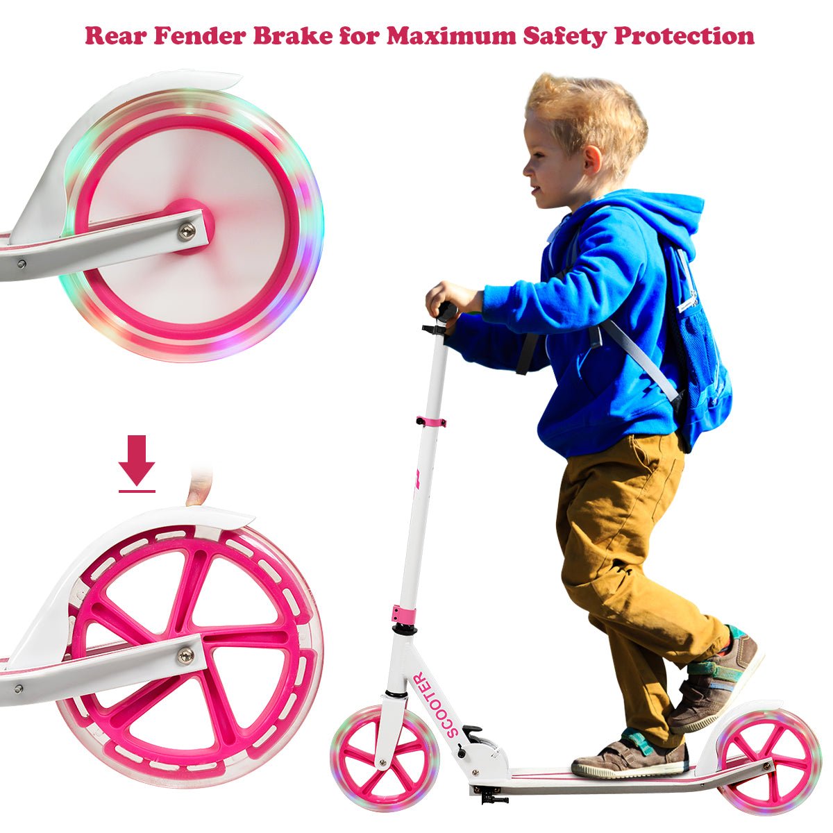 Pink Kick Scooter: Foldable, LED Wheels for Thrilling Rides