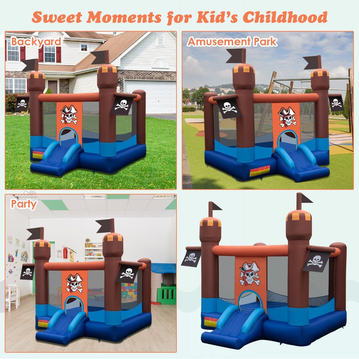 Children's Bouncer with Bounce Area and Hoop - Outdoor Play and Games