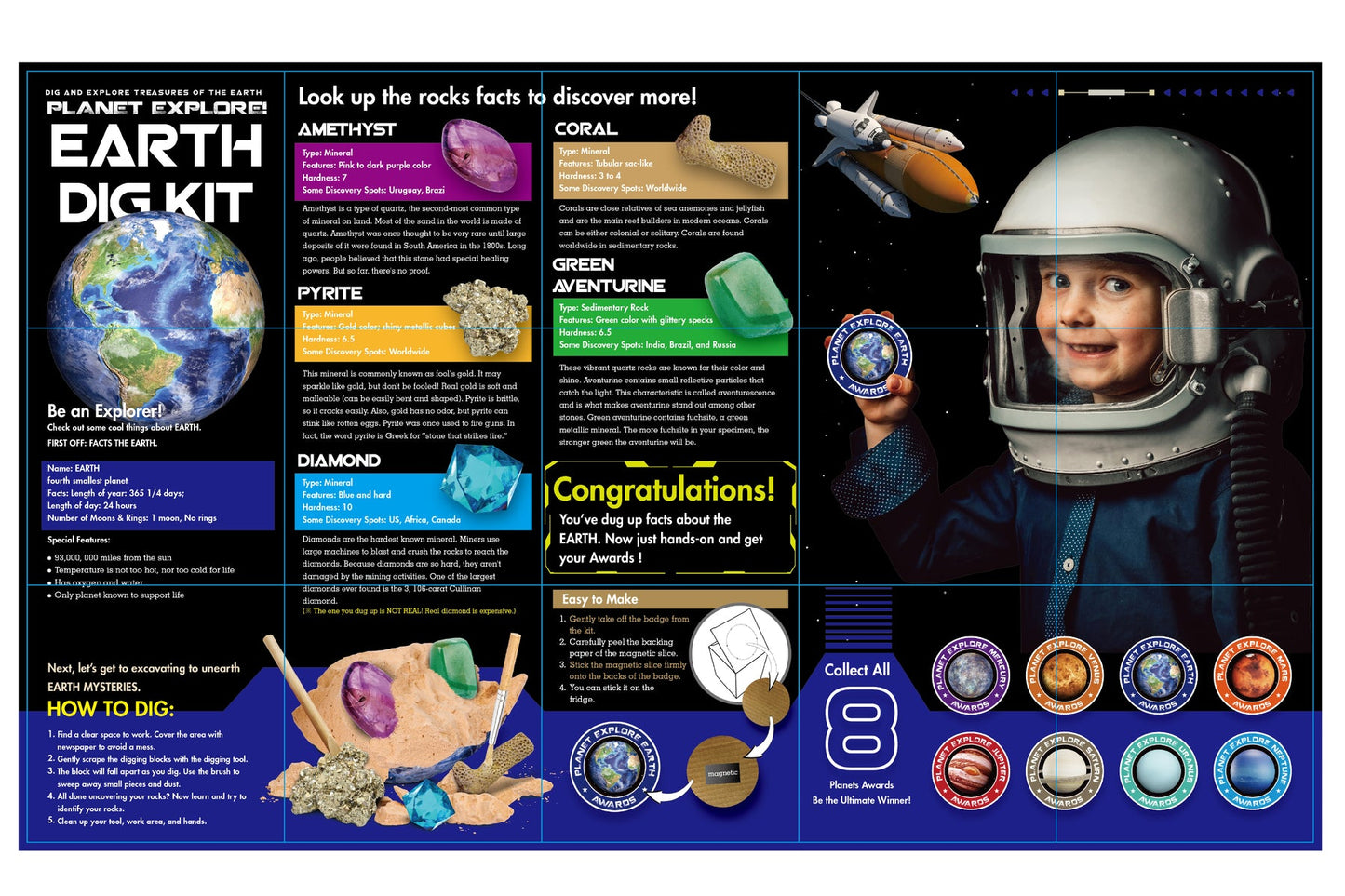 Planet Xplore Earth Dig Kit: Hands-on geology set for excavating real mineral specimens and exploring Earths treasures Planet Xplore Earth Dig Kit: Hands-on geology set for excavating real mineral specimens and exploring Earths treasures