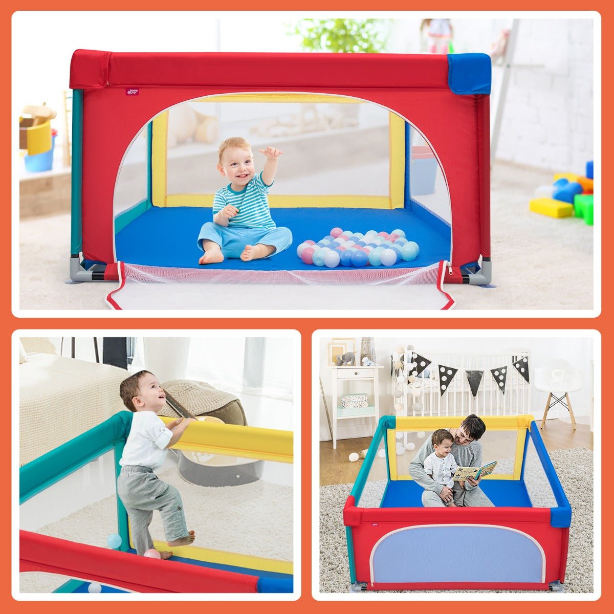 Multicolour Baby and Toddler Playpen: Safety Activity Fence with 50 Ocean Balls
