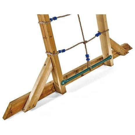 Wooden monkey bars frame for kids backyard play, durable and adventurous outdoor equipment.