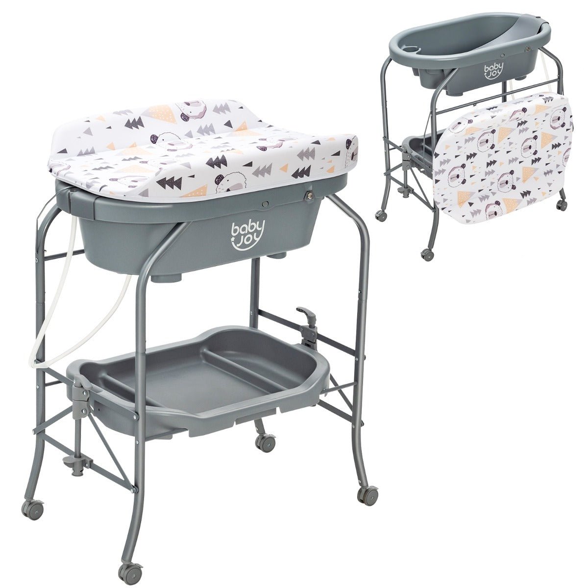 Shop Grey Portable Baby Changing Table with Bathtub and Waterproof Pad