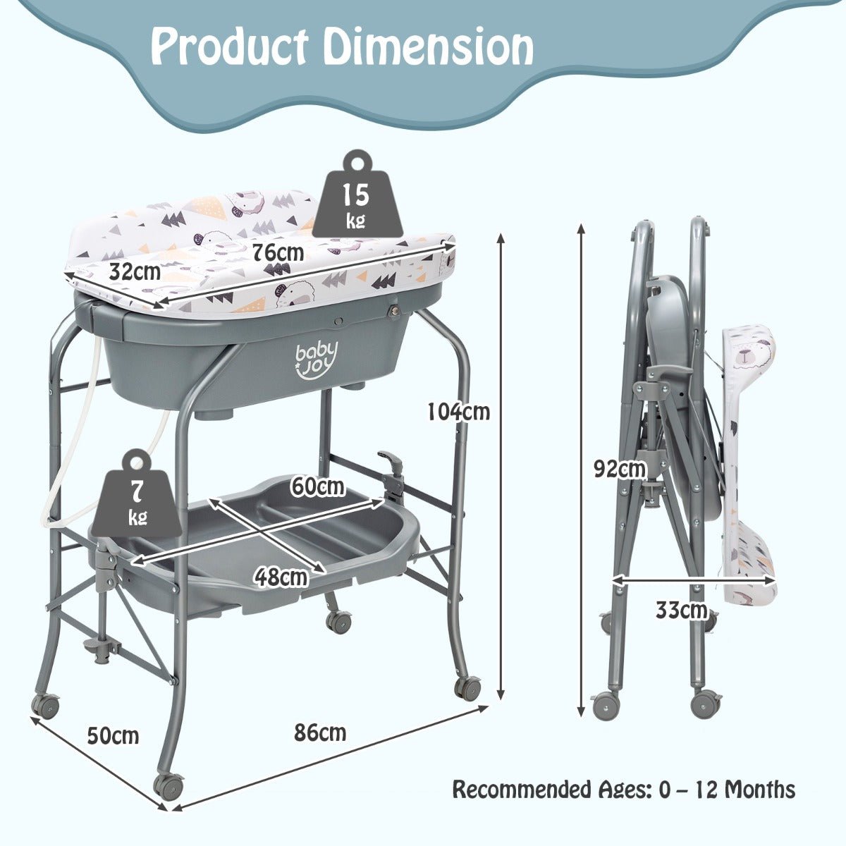 Grey Portable Baby Changing Table - Quality Changing Solutions from Kids Mega Mart