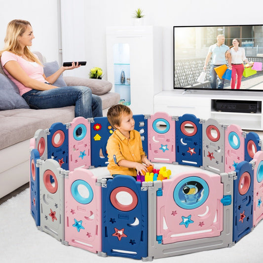 Safety-Focused Baby Play Fence with Door Lock for Living Room
