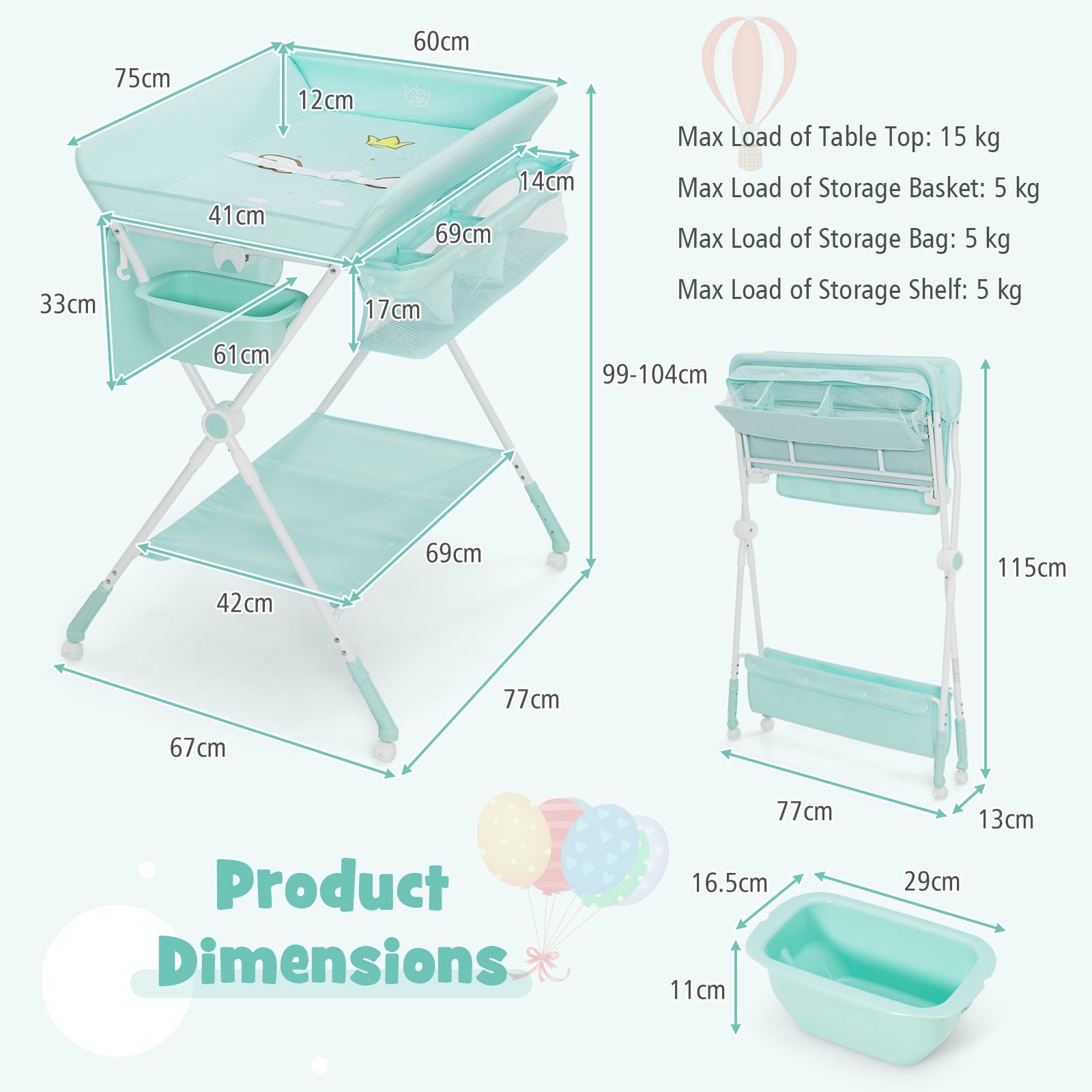 Folding Changing Table for Newborns - Portable Nursery Solution