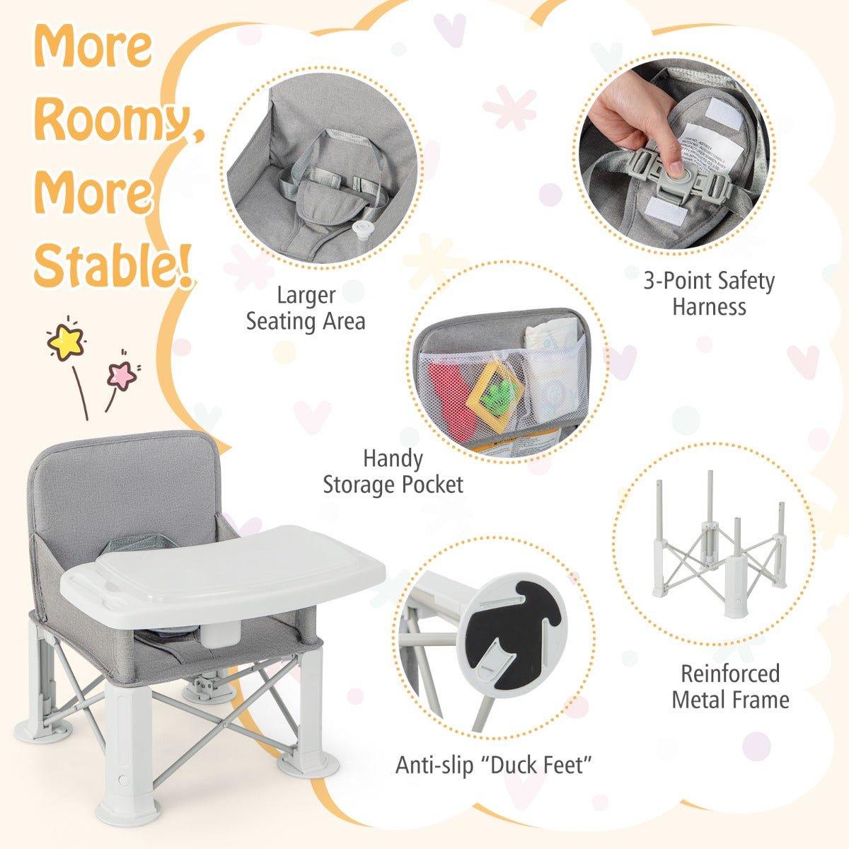 Portable Folding Baby Booster Seat: Your Baby's Perfect Dining Companion at Kids Mega Mart