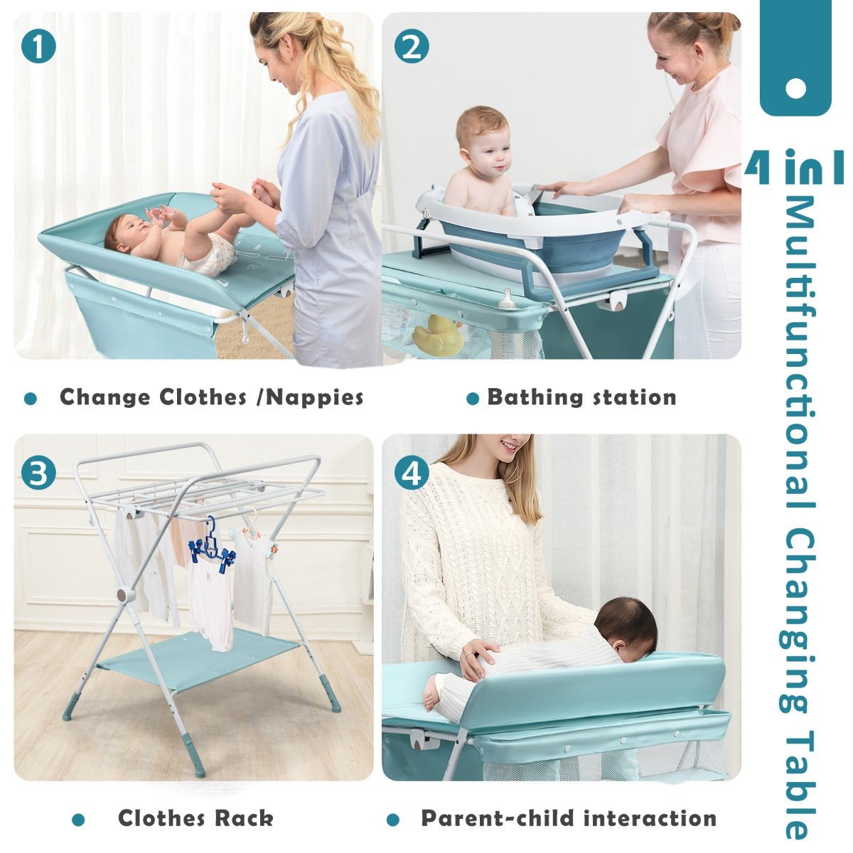 Portable Blue Diaper Station - Adaptable Heights for Effortless Changing Experience