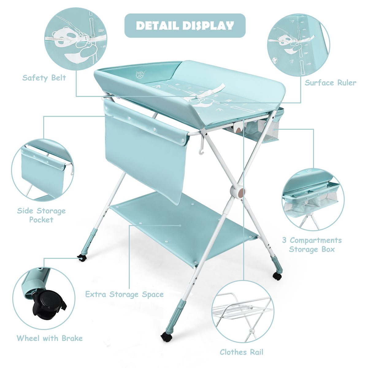 Transformative Blue Diaper Station - Adaptable Heights for Stress-Free Changing